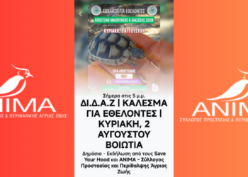 Έκκληση ANIMA: Εθελοντές για διάσωση στη Βοιωτία